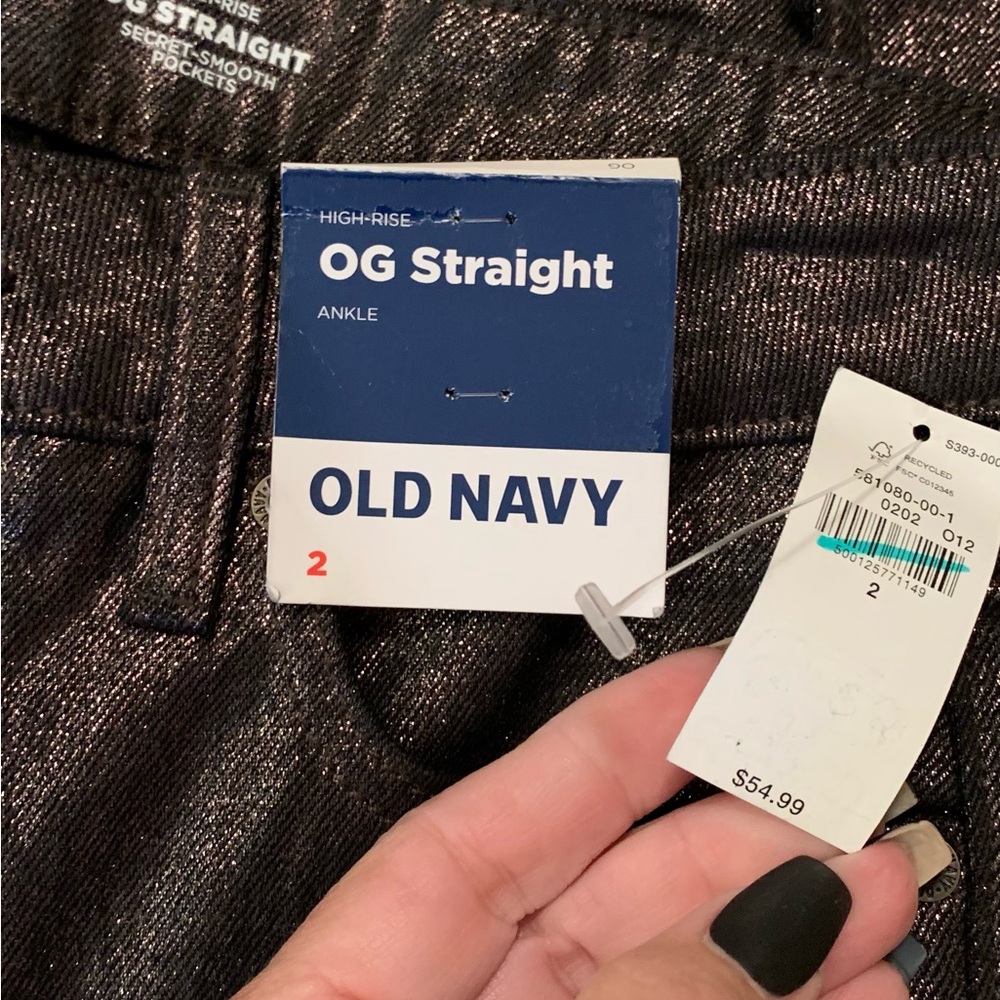 NWT Old Navy Metallic Brown 5 pocket OG straight Jeans.
